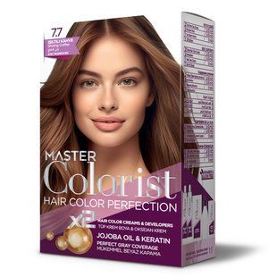 Фарба для волосся Master Colorist 7.7 Світла кава, 2x50 мл+2x50 мл+10 мл 302338 фото
