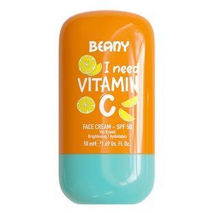 Освітлювальний крем для обличчя з вітаміном С з SPF 50 Beany, 50 мл 231006 фото