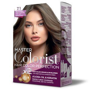 Фарба для волосся Master Colorist 7.1 Попелясто-русий, 2x50 мл+2x50 мл+10 мл 302335 фото